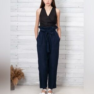 Club Monaco cropped linen-blend pants, 12